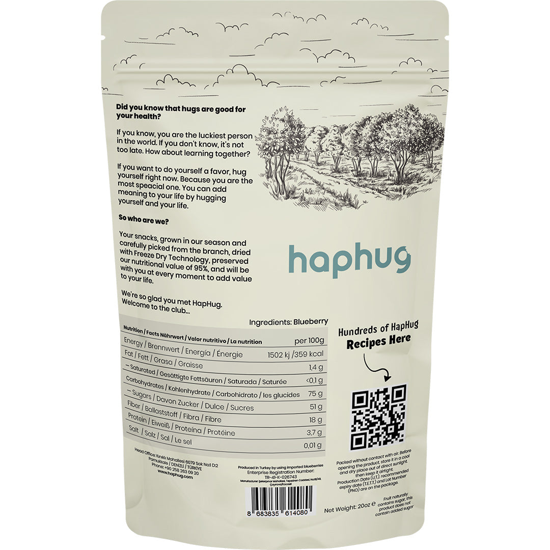 HapHug Freeze Dried Blueberry Snacks. Vegan Friendly, No Sugar Added, 100% Natural