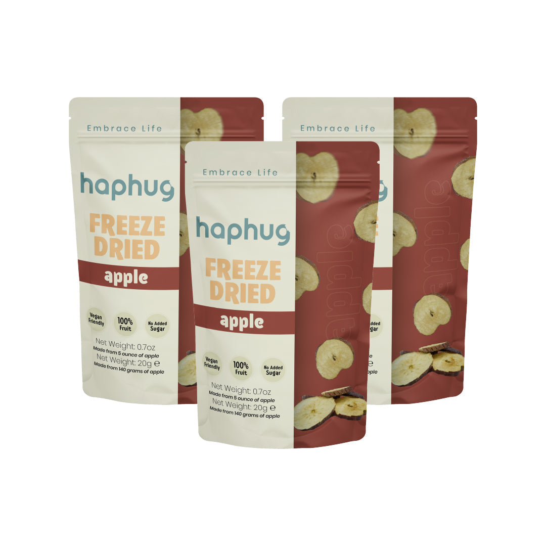 HapHug Freeze Dried Apple Triple Pack Vegan Friendly, No Sugar Added, 100% Natural